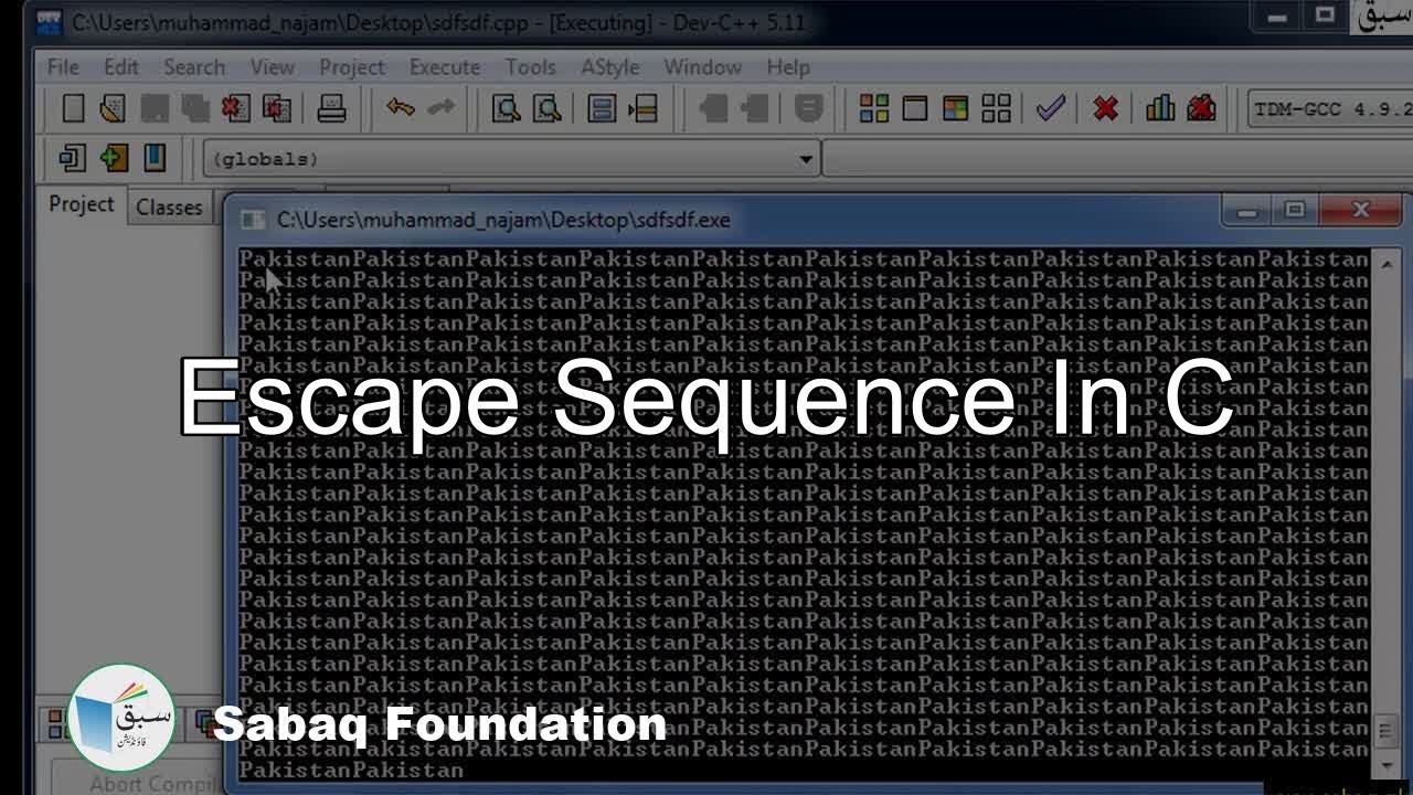 Escape sequence in C, Computer Science Lecture | Sabaq.pk