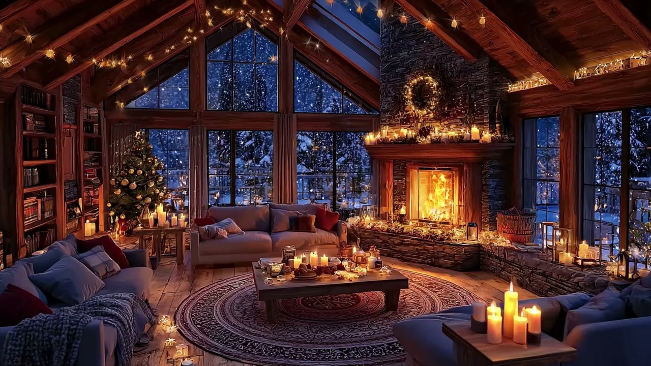Peaceful Mountain Cabin ❄️ Relaxing Piano & Fireplace for Anxiety Relief