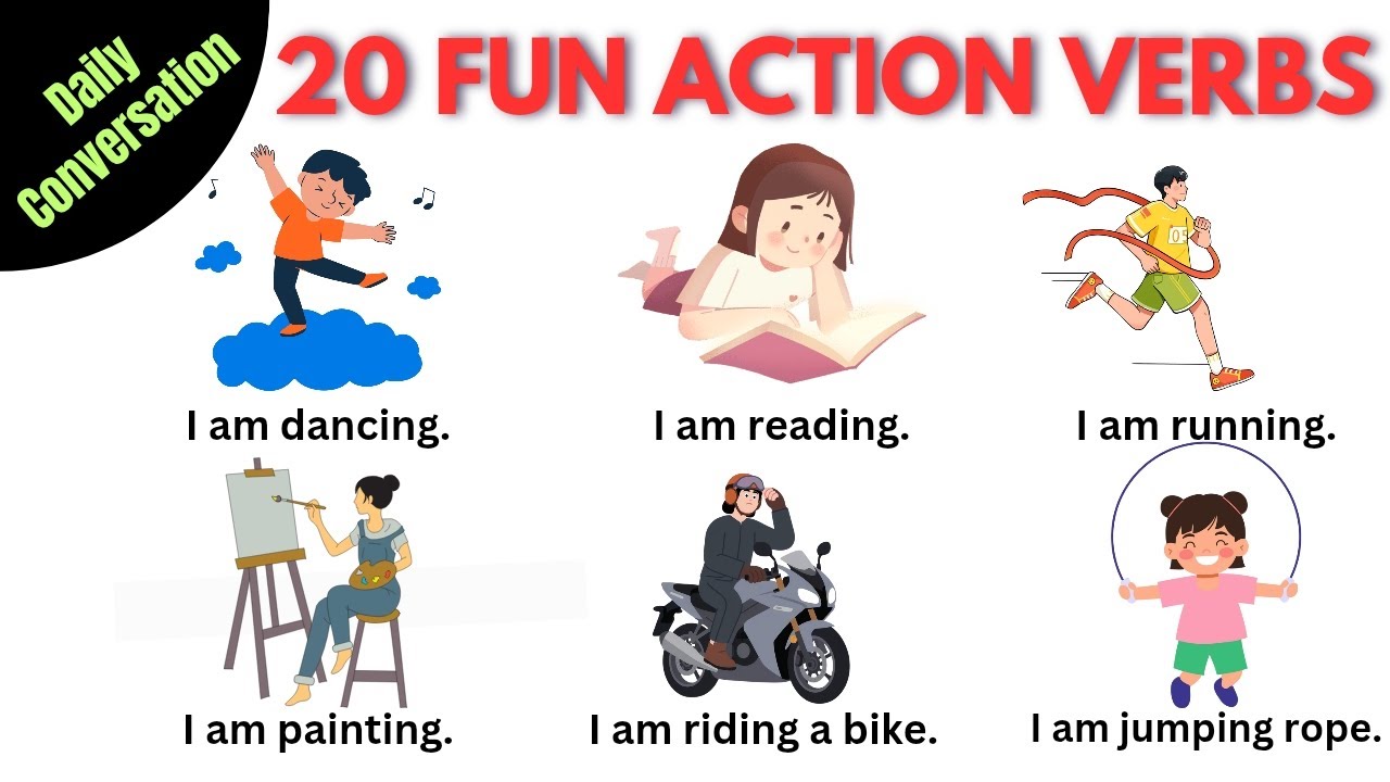 20 Fun and Easy Action Verbs for Kids | Learn and Play | S.J. English Time 