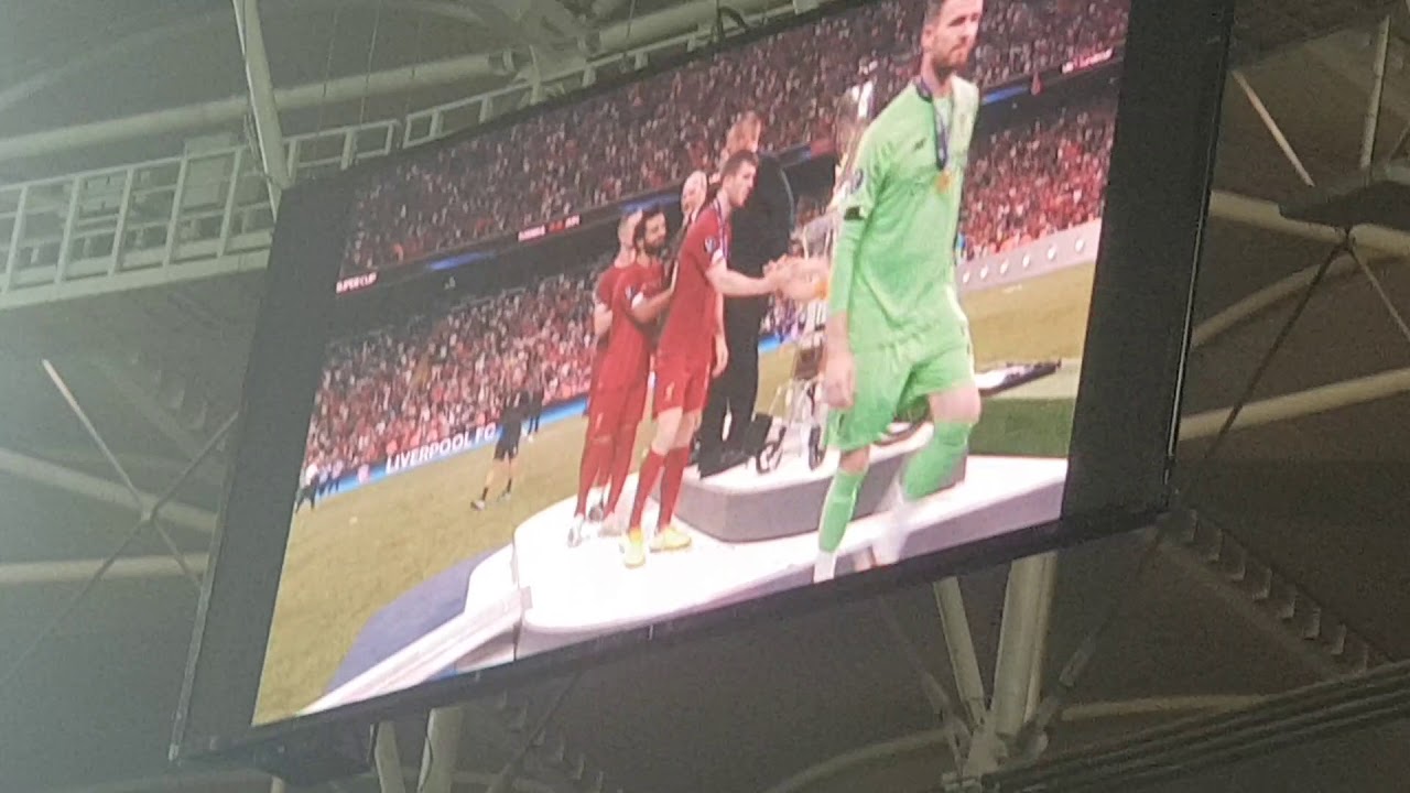 Liverpool Super Cup celebration at Vodafone stadium