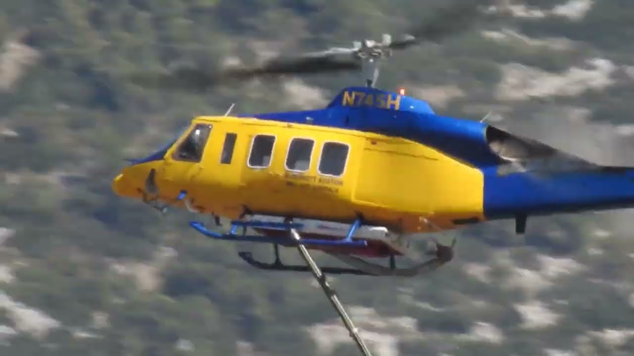 McDermott Aviation Bell 214 helicopters deployed in the Hymettos wildfire 28/07/2025