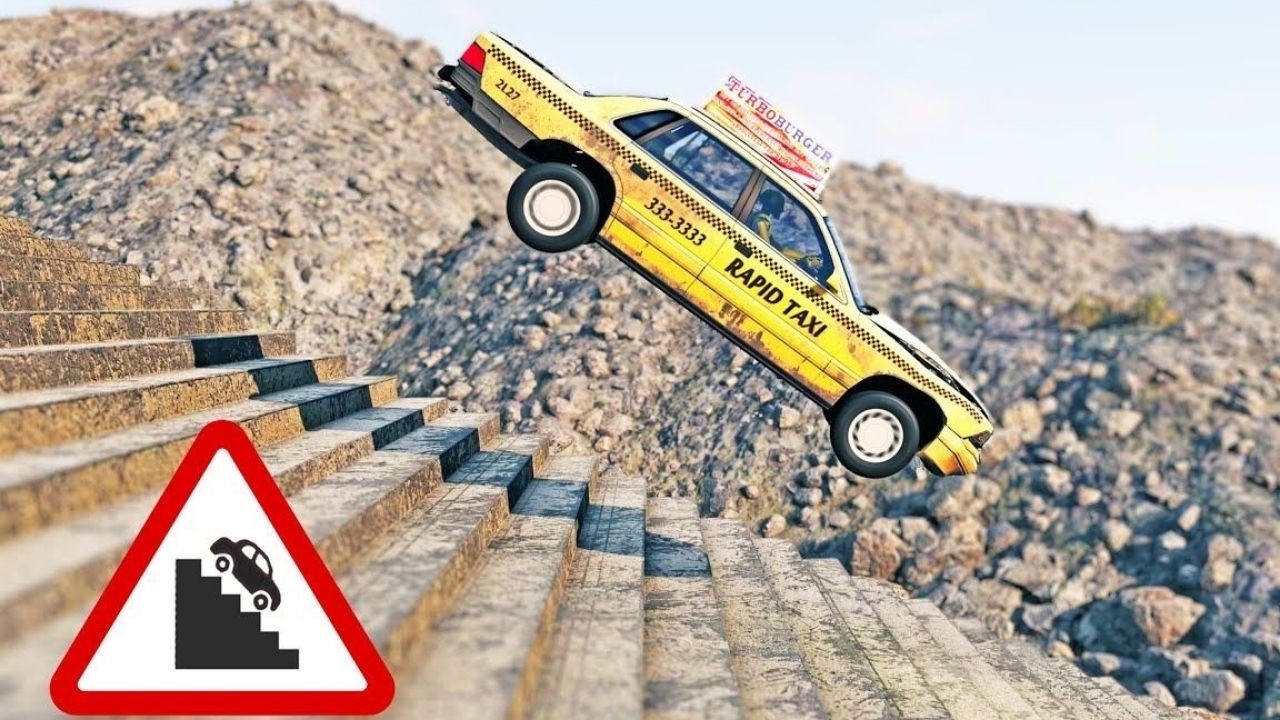 Who Will Survive the Lower Level Drop? | BeamNG.drive Crash Test
