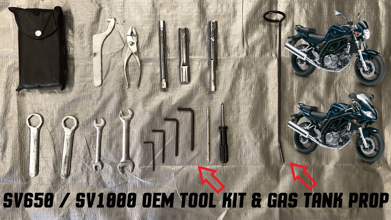 Suzuki SV650 / SV1000 OEM Tool Kit & Gas Tank Prop Rod (Roadside Assistance & Maintenance Tools)