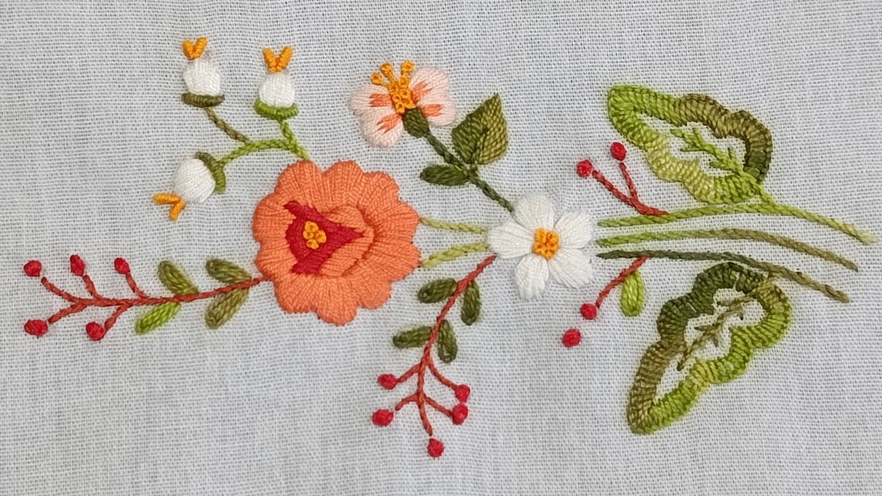 Domine o Ponto Cheio: Flores Bordadas à Mão com Detalhes!