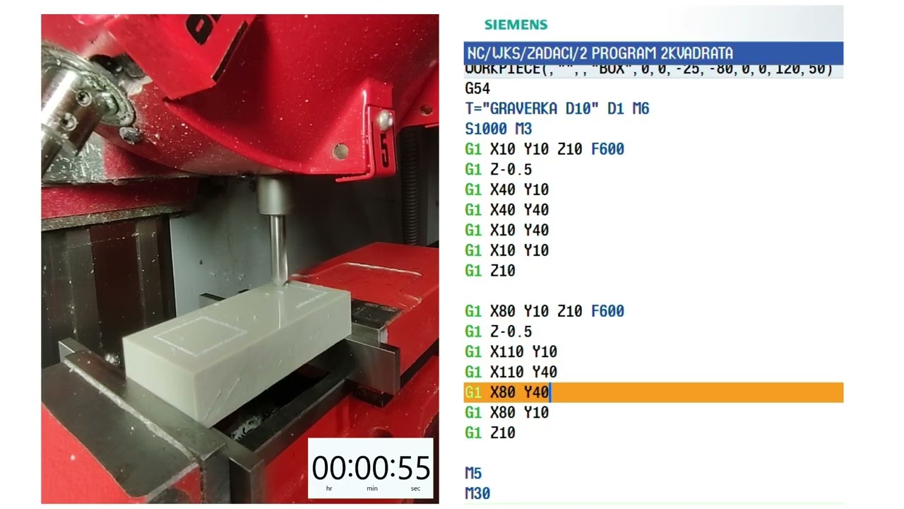 3. Lekcija: Komande G1 i G0, CNC programiranje na Sinumerik 840D (G-code)
