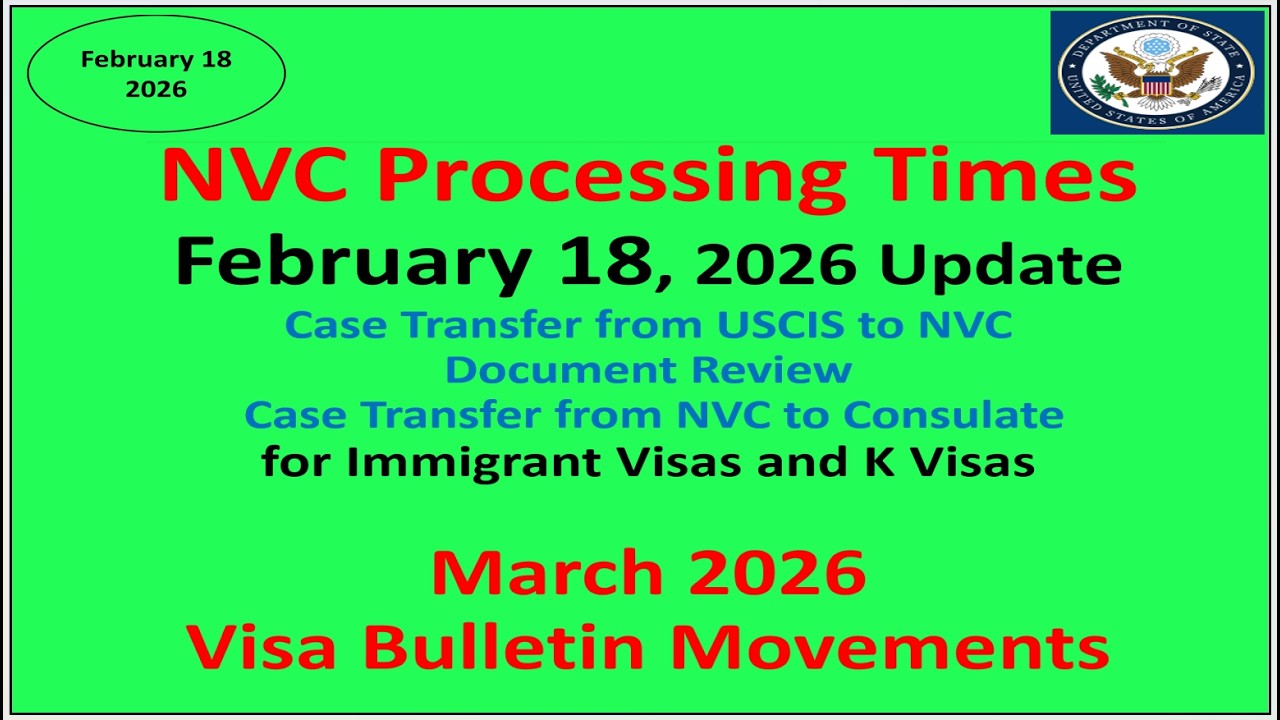 NVC Processing Times As of February 18, 2026 | February 2026 Visa Bulletin Movements