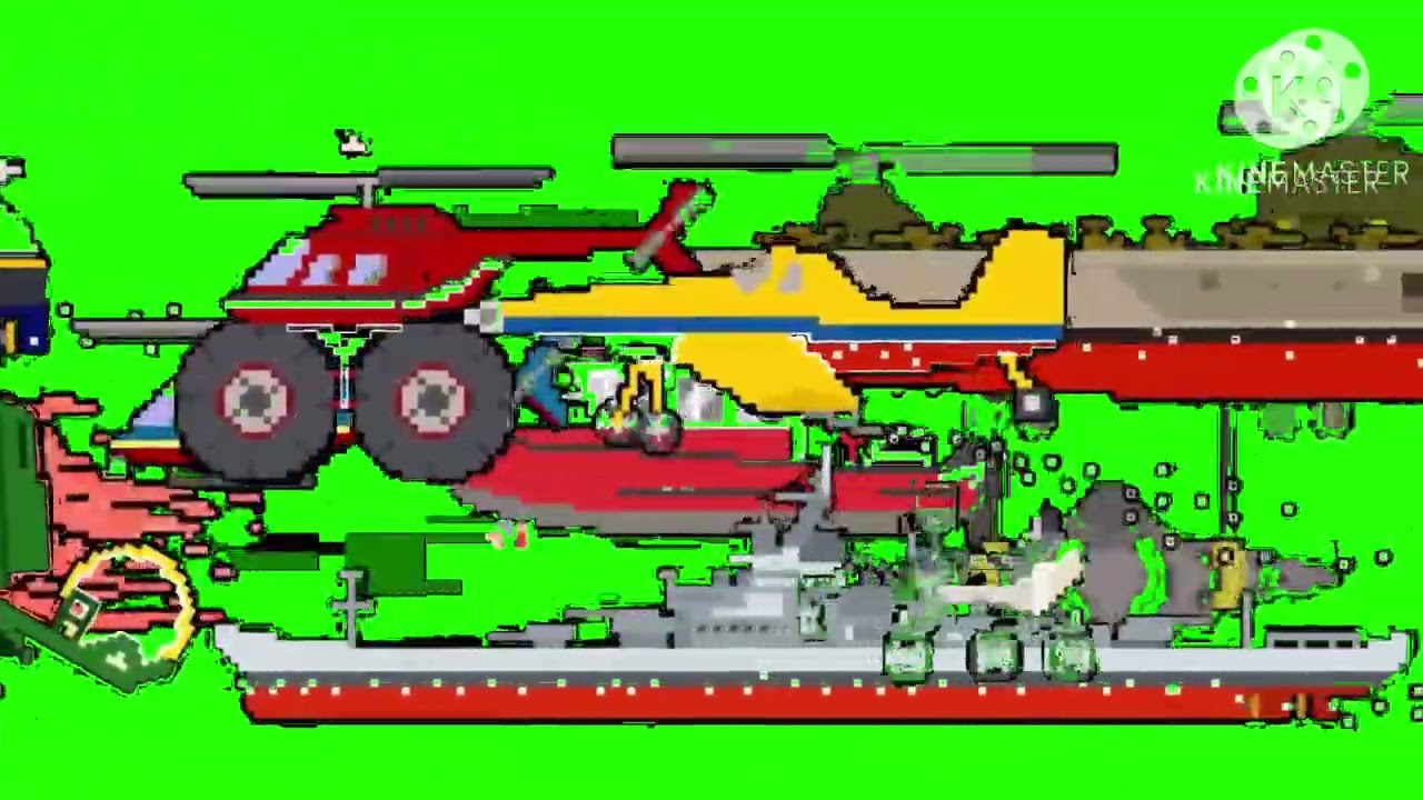 Vehicles stampede green screen