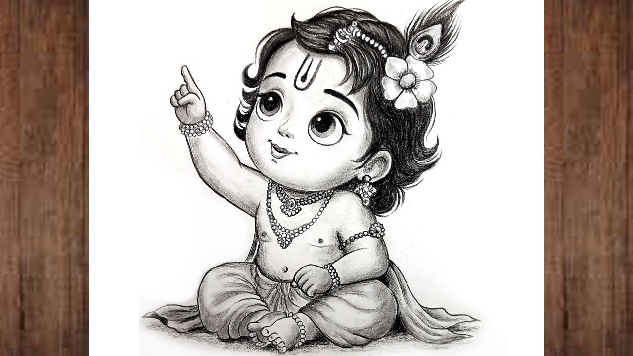 Cute Little Krishna Drawing Easy | How to Draw Cute Krishna | Krishna Drawing easy step by step