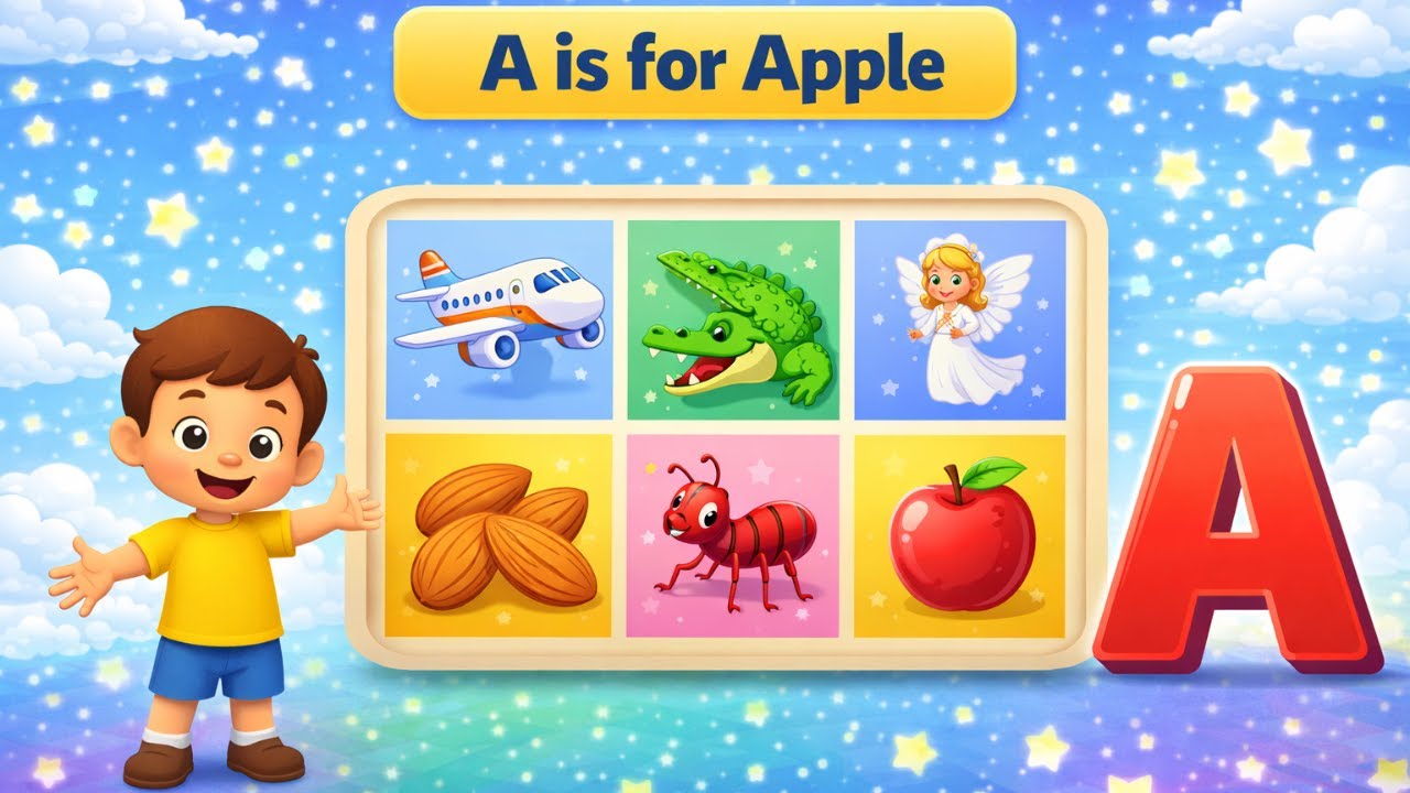 A is for Apple 🍎 | ABC Alphabet with examples | Learn A to Z for Kids | Charming playhouse