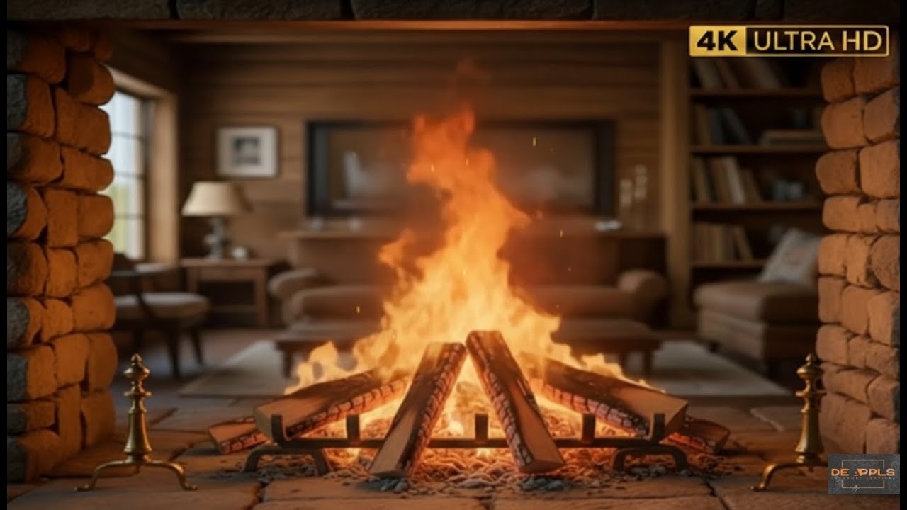 Cozy Fireplace with Crackling Sounds - 10 HOURS - Warm Ambient Glow for Sleep & Study (4K)