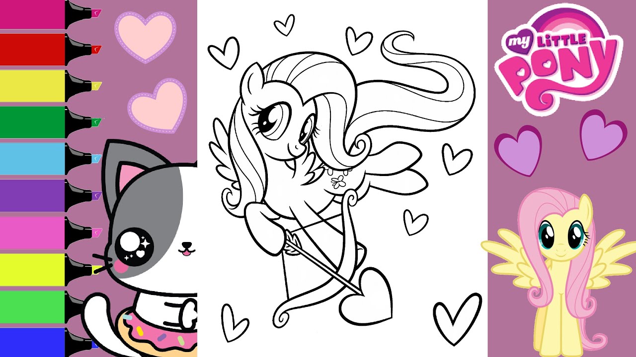 Coloring My Little Pony Fluttershy and Pinkie Pie Hearts Coloring Book Page | Sprinkled Donuts JR