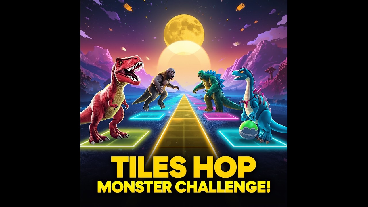 Tiles Hop Monster Challenge! Dinosaur vs Gorilla vs Godzilla