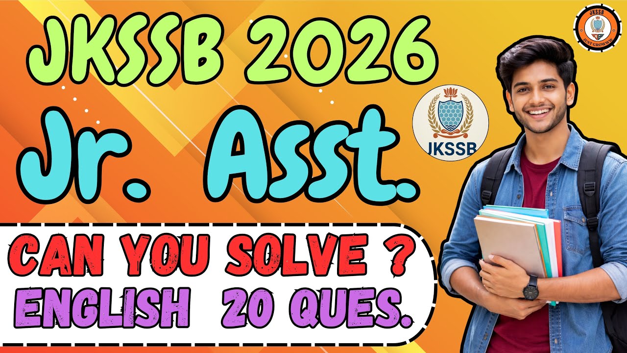 JKSSB Junior Assistant English Mock 2026 | 20 Syllabus-Based Questions 💯 Score Boosting Test 