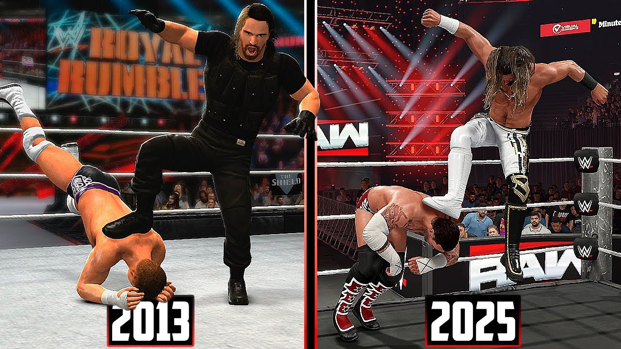 Эволюция приёма «Curb Stomp» Сета Роллинса в играх WWE! — WWE 2K25