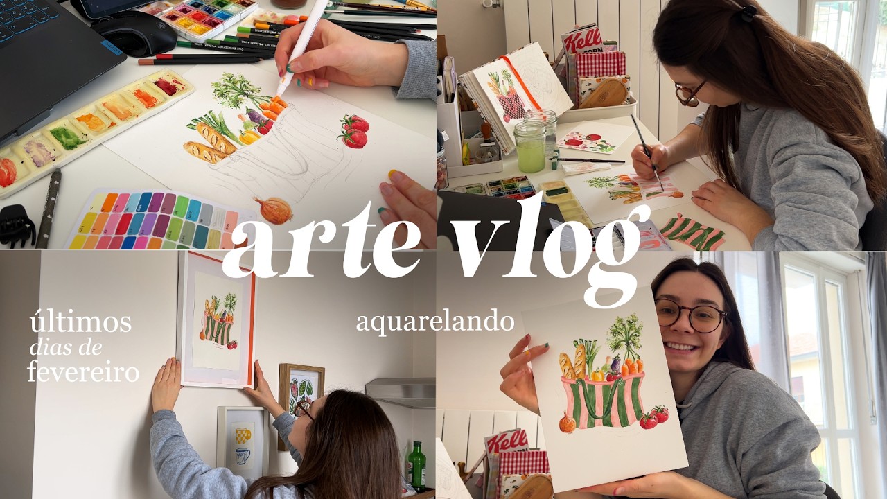vlog: pintando com aquarelas e o prazer de decorar a casa