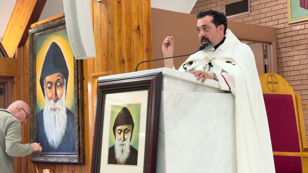 Saint Sharbel Relics in Arizona with Fr. Wissam Akiki Talking to the Youth