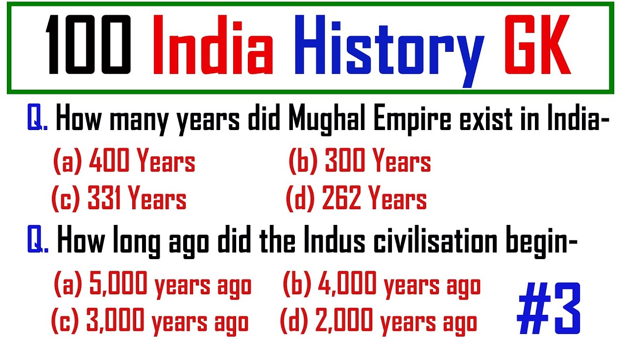 100 Indian History GK Question | India History Questions | India GK | History GK | Modern History GK