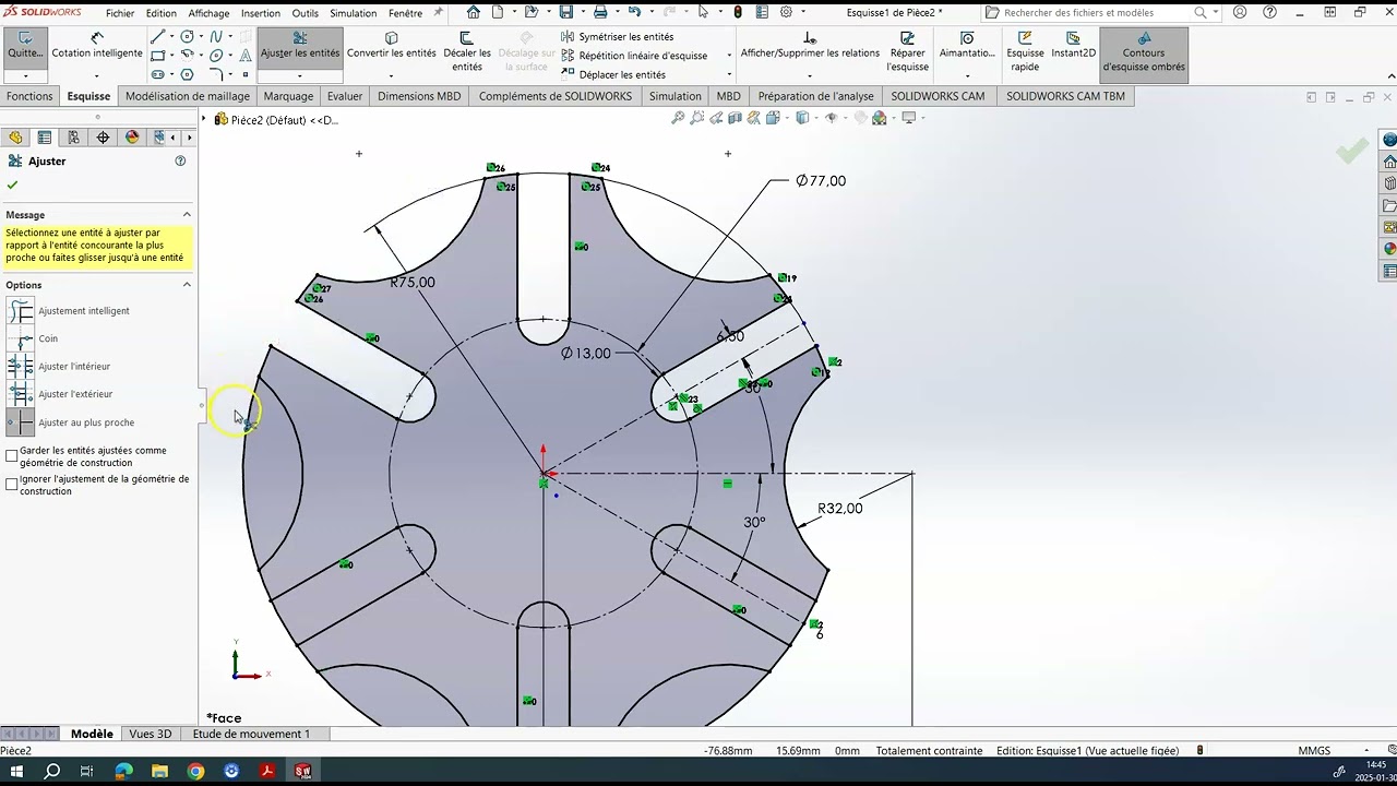 Solidworks Esquisse croix de malte
