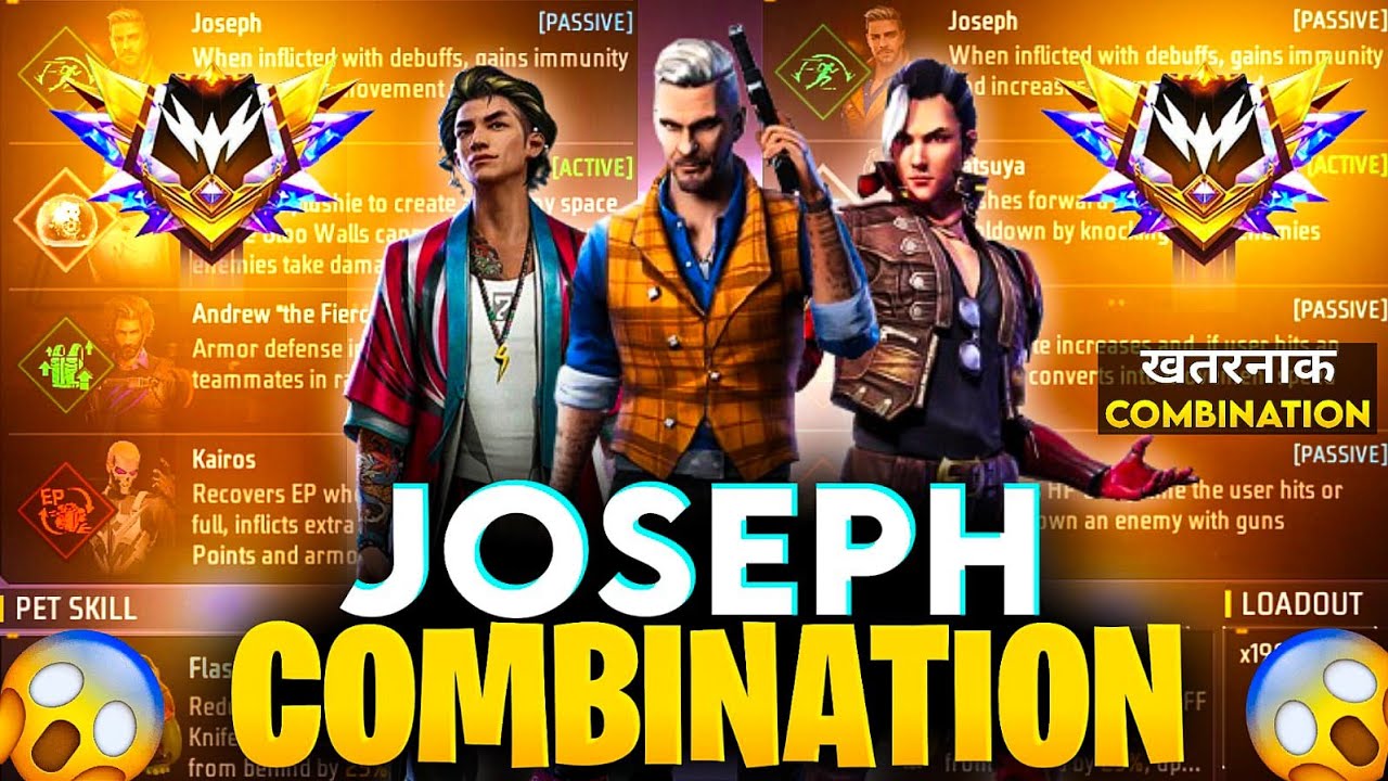 JOSEPH CHARACTER COMBINATION || CS RANK BEST CHARACTER COMBINATION || JOSEPH CHARACTER ABILITY 
