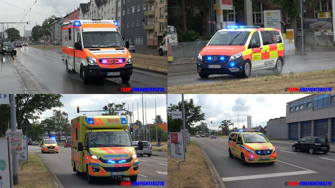 [Neue NEF ASB und DRK Mannheim] Einsatzfahrten Rettungsdienst DRK und ASB in Mannheim