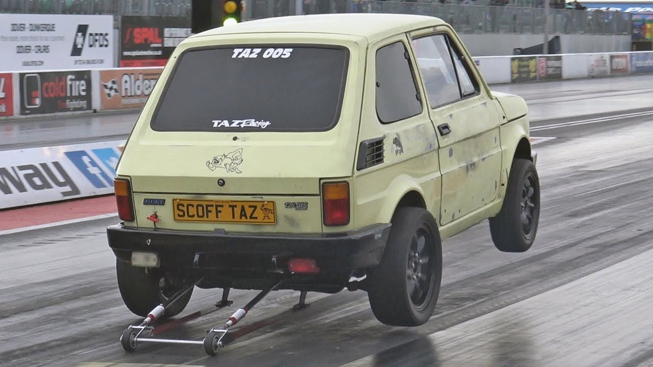 The Flying Fiat 126 at Santa Pod Raceway!