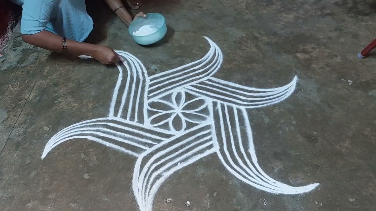 5*3 ,Sravana masam lotus 🪷 rongolis ✨️ #easyrangoli #dailyrangoli #padikolam 
