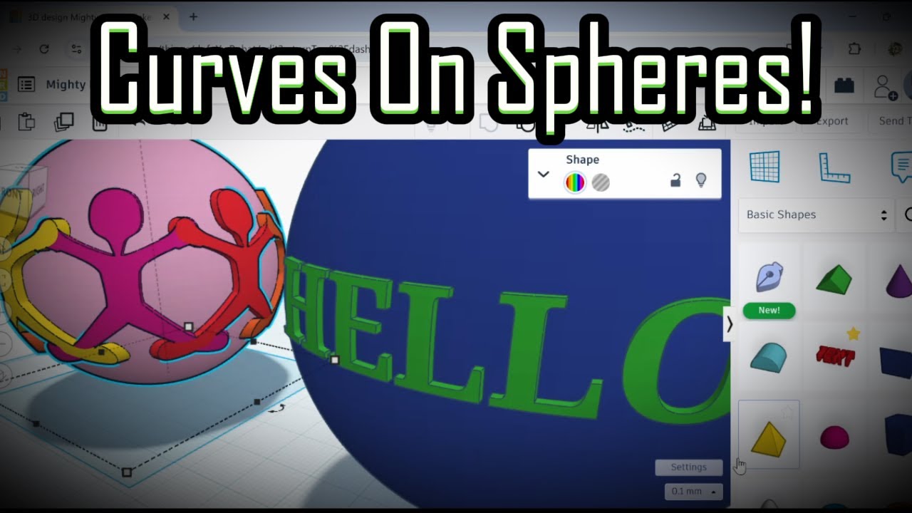 TINKERCAD! How To Make Curved Text Or Shapes On Spheres! Design Tutorial!