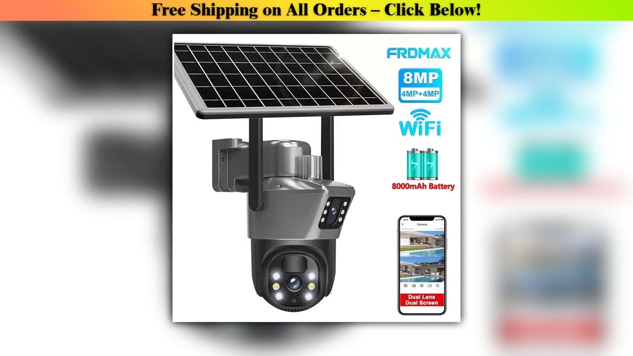 8MP 4K WiFi Solar Camera Outdoor Wireless CCTV Surveillance Camera With Solar Panel Dual Lens PTZ