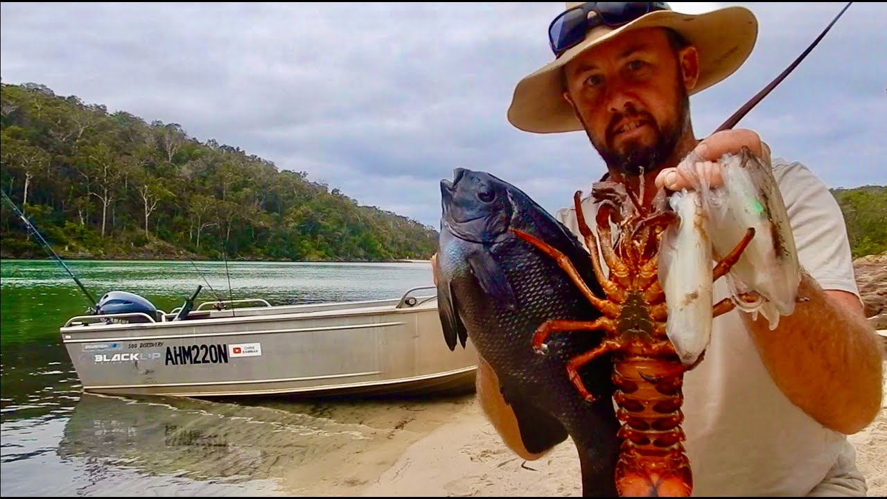 BOAT CAMPING.. Lobster Stuffed In Squid Stuffed In Fish..