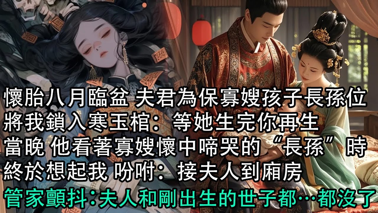 【一口氣看完】懷胎八月臨盆 夫君為保寡嫂孩子長孫位，將我鎖入寒玉棺：等她生完你再生，當晚 他看著寡嫂懷中啼哭的“長孫”時，終於想起我 吩咐：接夫人到廂房，管家顫抖：夫人和剛出生的世子都…都沒了