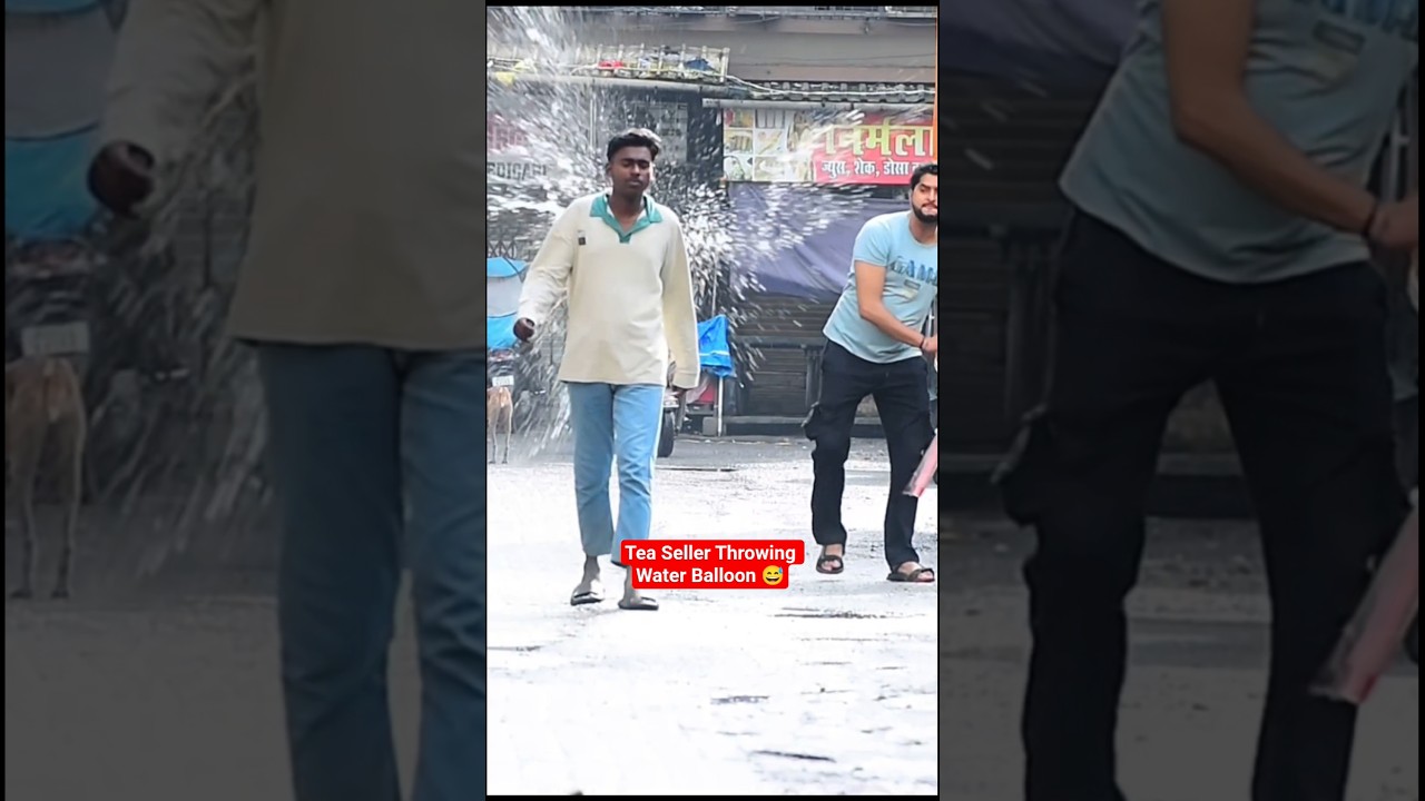 Tea Seller Throwing Water Balloon 😅  #funny #comedy #viral #trending #prank #shorts
