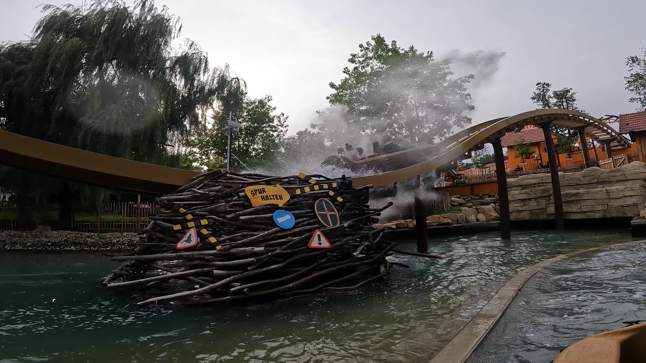 Intamin Flume Ride Log Flume Biberburg Familypark Neusiedlersee 2022 POV Onride Back Row