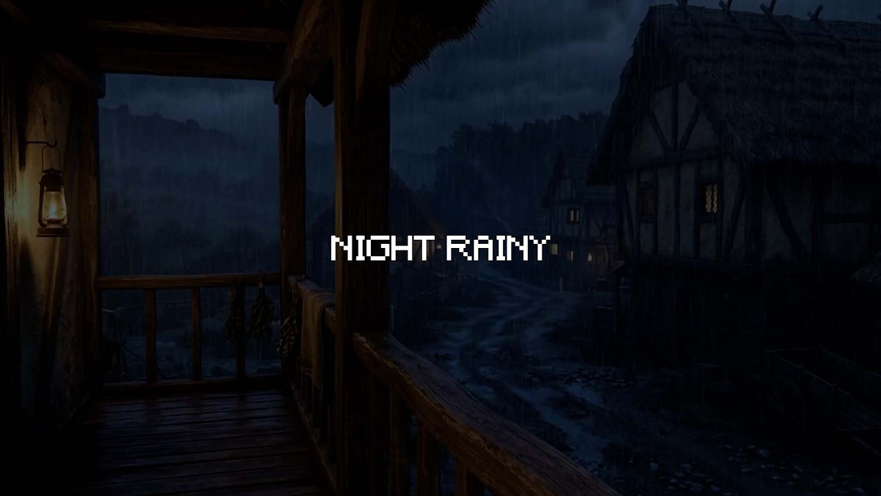 Medieval Night Rain Sounds | Rain Outside the Window, Calm Ambience