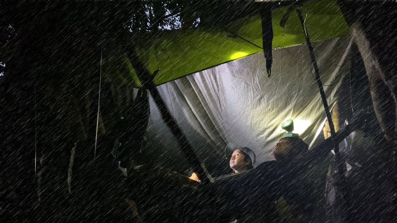 นอนป่า นอนใต้รากต้นไทรยักษ์100ปี! ฝนตกทั้งวันทั้งคืน! เกือบขิต! เจอพรานป่า!