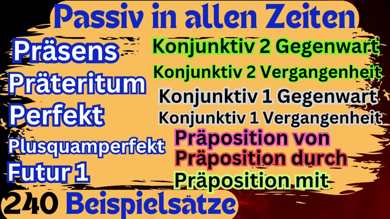 Deutsch B1 bis C1 / Das Passiv in allen Zeiten ( Präsens, Präteritum, Perfekt, Plusquamperfekt...)