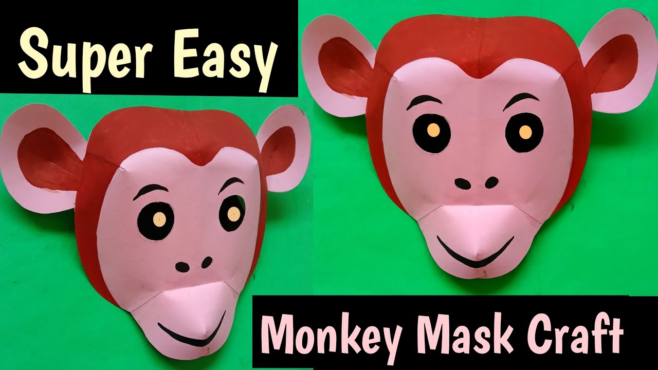 Monkey Mask Craft. Monkey Costume. Animal Mask. Paper Craft. School Craft Project.