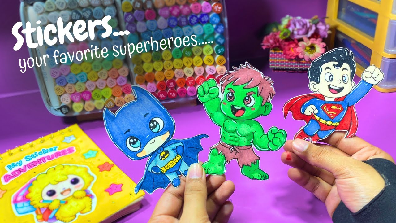 Making Handmade Superhero Stickers | Satisfying Handmade Superhero Stickers ASMR DIY