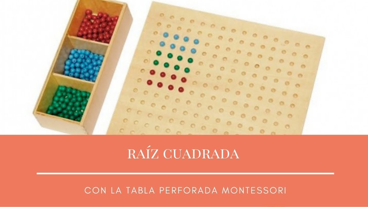Raíz cuadrada con la tabla perforada Montessori. Grabación en directo.