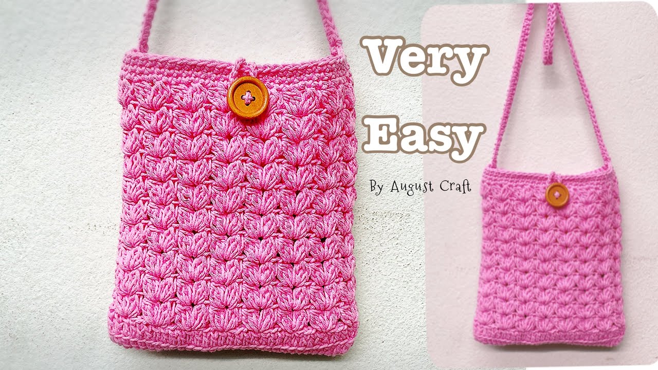How to make Crochet Cross bag สอนถักกระเป๋าสะพายข้าง โครเชต์ ลายหัวใจง่าย ๆ