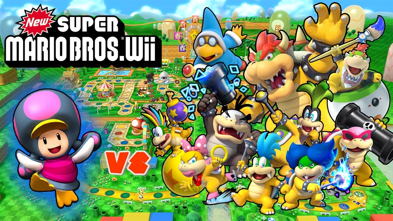 Penguin Toadette VS All Bosses in New Super Mario Bros. Wii (No Damage) | [LSF]Chaz