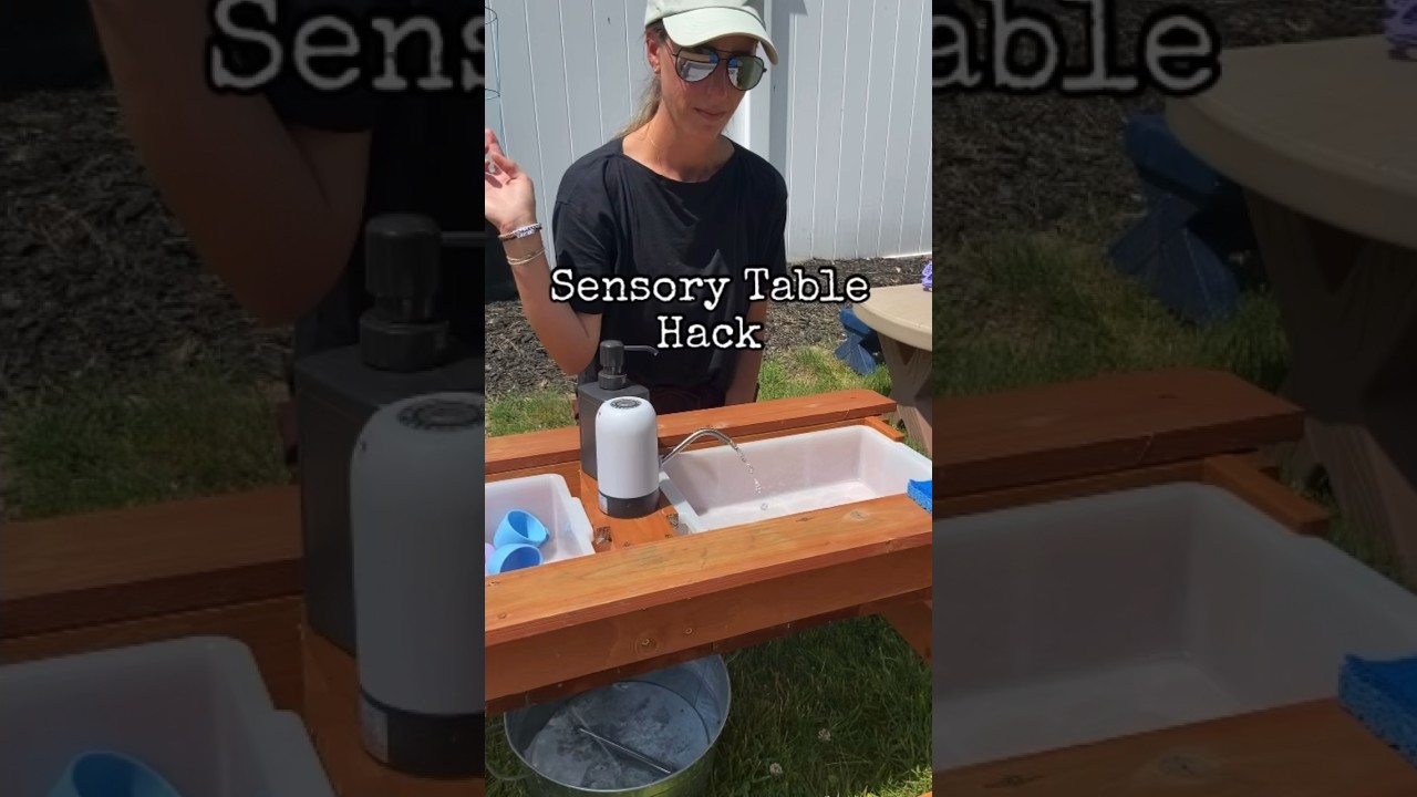 Sensory table hack using a portable water pump💦