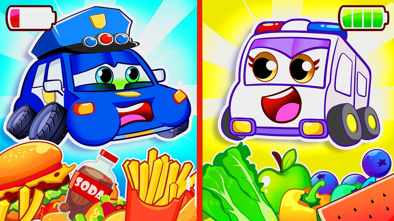 ヘルシーフード vs ジャンクフード 🍎🍔  良い習慣のうた  キッズソング・童謡  Robosquad