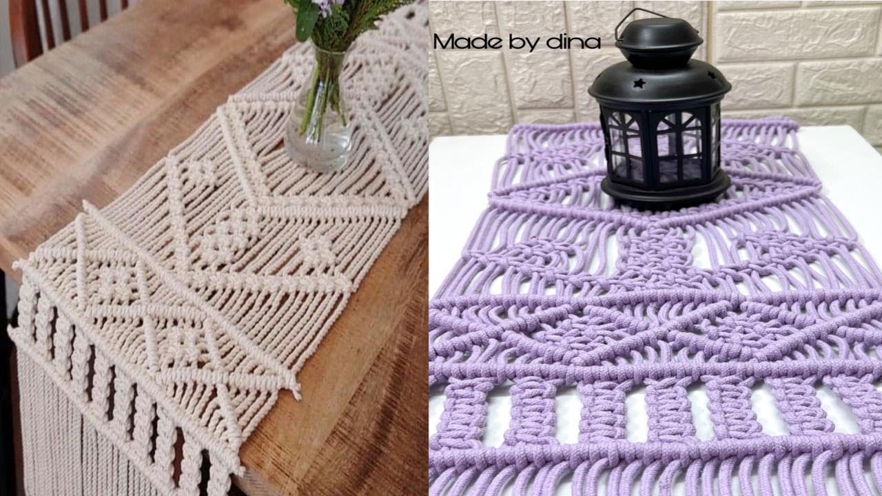 مكرمية رانر العيد سهل وبسيط جدا .. macrame table runner