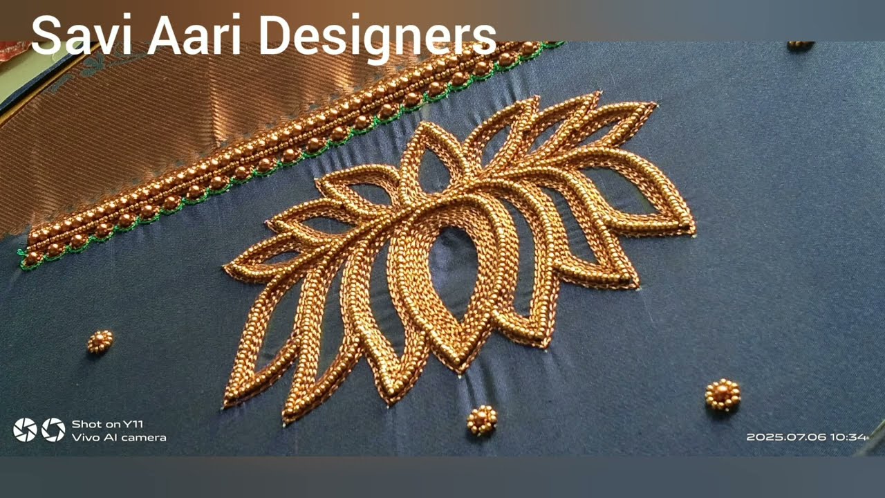 Lotus design aari work blouse design /simple aari work blouse design