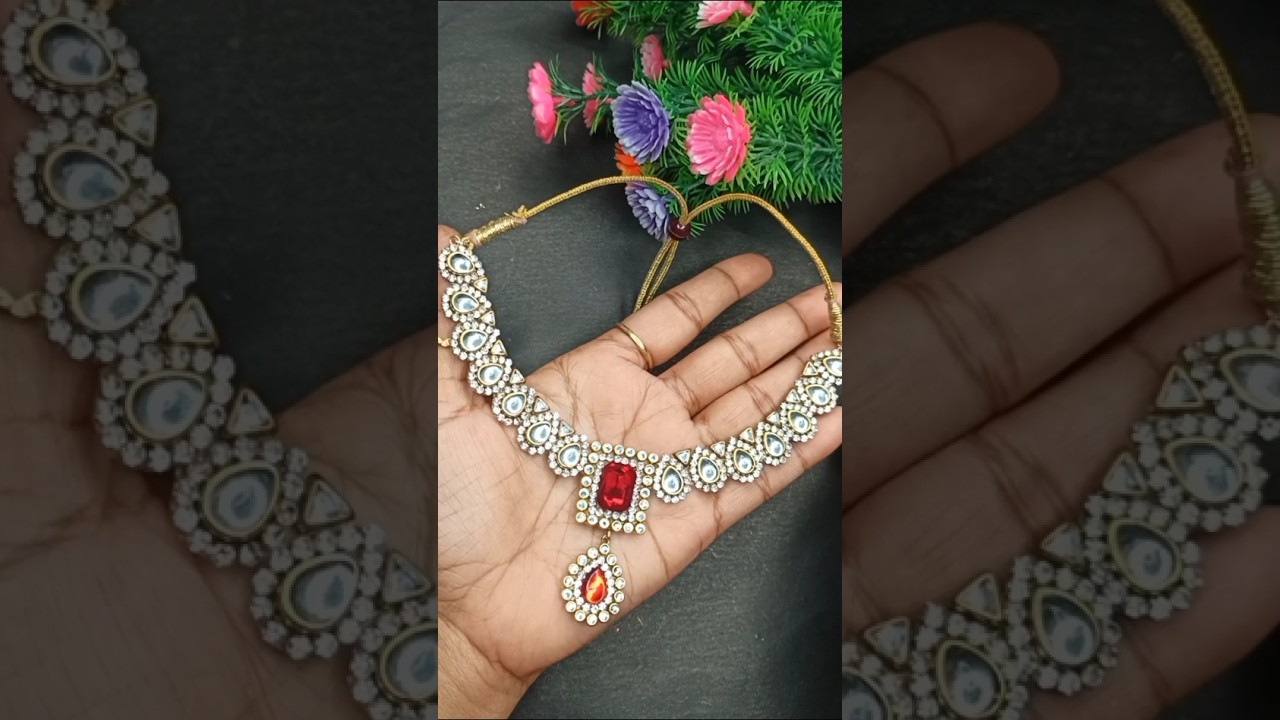 diy beautiful kundan stone necklace ✨❤️ making at home 