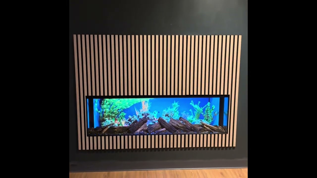 Wow! Tropical Aquarium media wall fire! Amazing log effects new TrueFlame 150 3DX