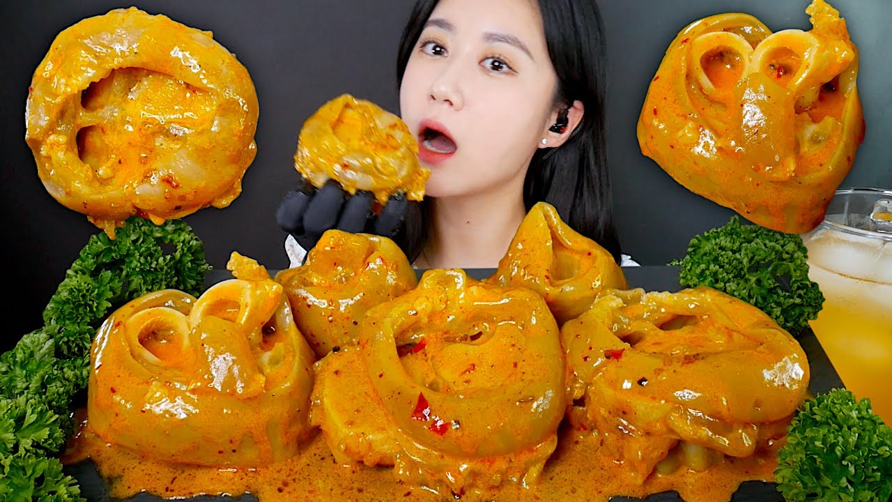 МУКБАНГ Тушеные Говяжьи Ножки В Остром Сливочном Соусе🧡😋 | Real Sound MUKBANG | АСМР | EATING SHOW