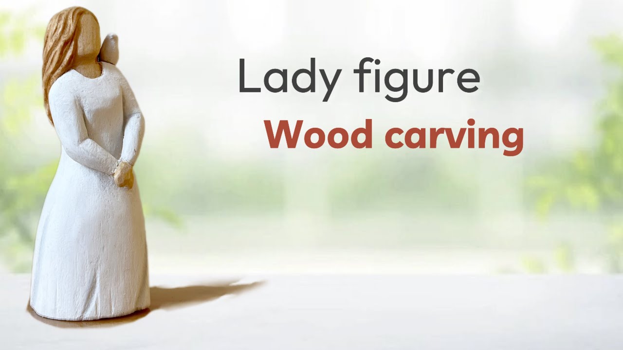 Lady Figure with White Bird | Basswood Carving