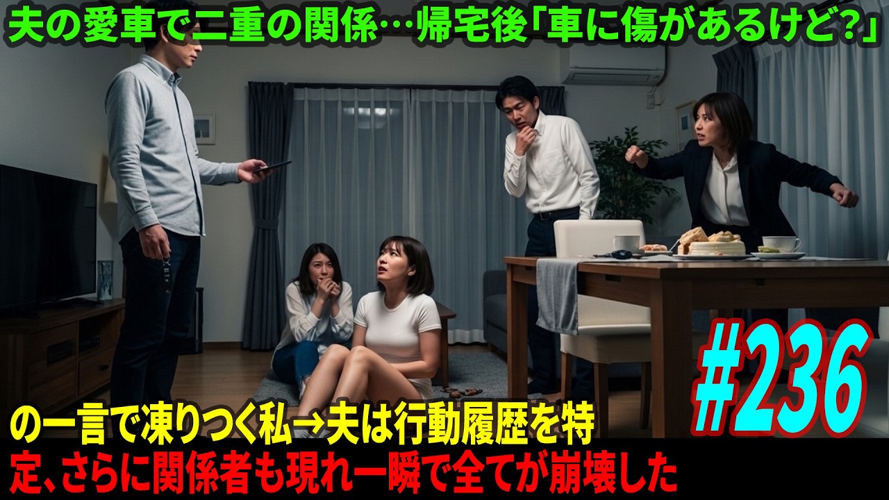 夫の愛車で二重の関係…帰宅後「車に傷があるけど？」の一言で凍りつく私→夫は行動履歴を特定、さらに関係者も現れ一瞬で全てが崩壊した
