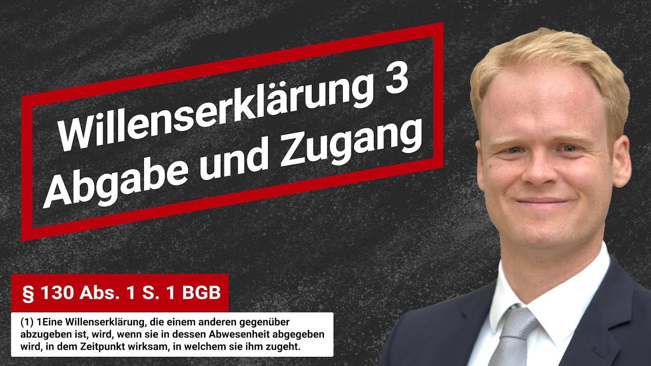 BGB AT: Die Willenserklärung (Teil 3): Abgabe und Zugang | Jurastudium